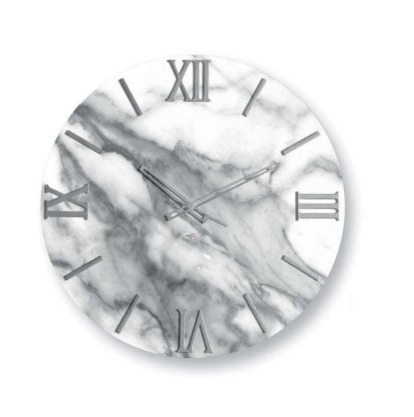 Orologio tondo da parete effetto marmo grigio meteora